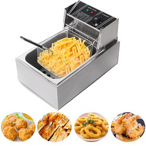 GZKITCHEN 8L Single Tank Electric Deep Fryer Stainless Steel Electric Frying machine French fries Chicken Fryer 3250W
