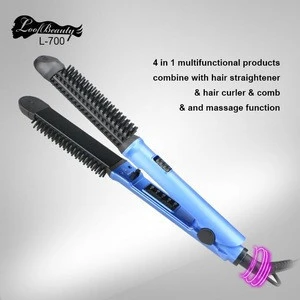 hair straightener brush comb+hair curler+hair straightener+massage functions personal electric appliance