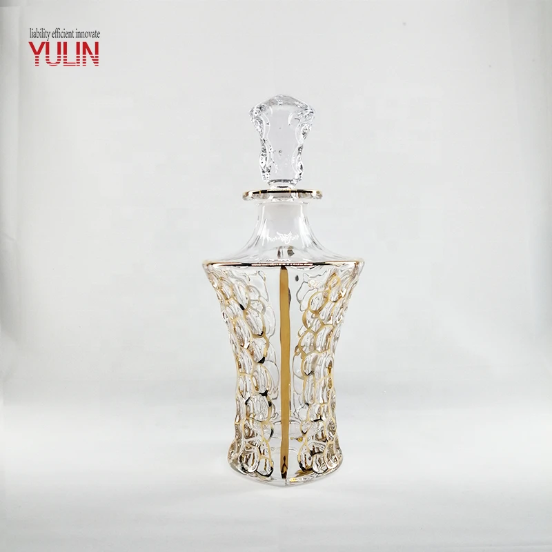 Hand made luxury high grade round gold  XO/brandy/whiskey/vodka unique glass bottle