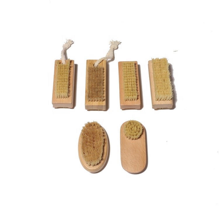 Handle Material Sisal Bamboo Wooden Nail Brush Nail Brush Cleaner Set