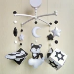 Handmade Black-white Felt Baby Crib Mobile for Newborn Baby