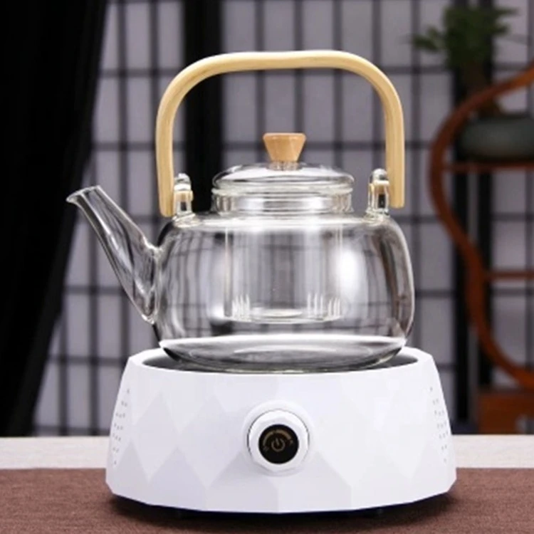 Handmade Tea Pot Wood Handle Filter Borosilicate Clear Glass Teapot