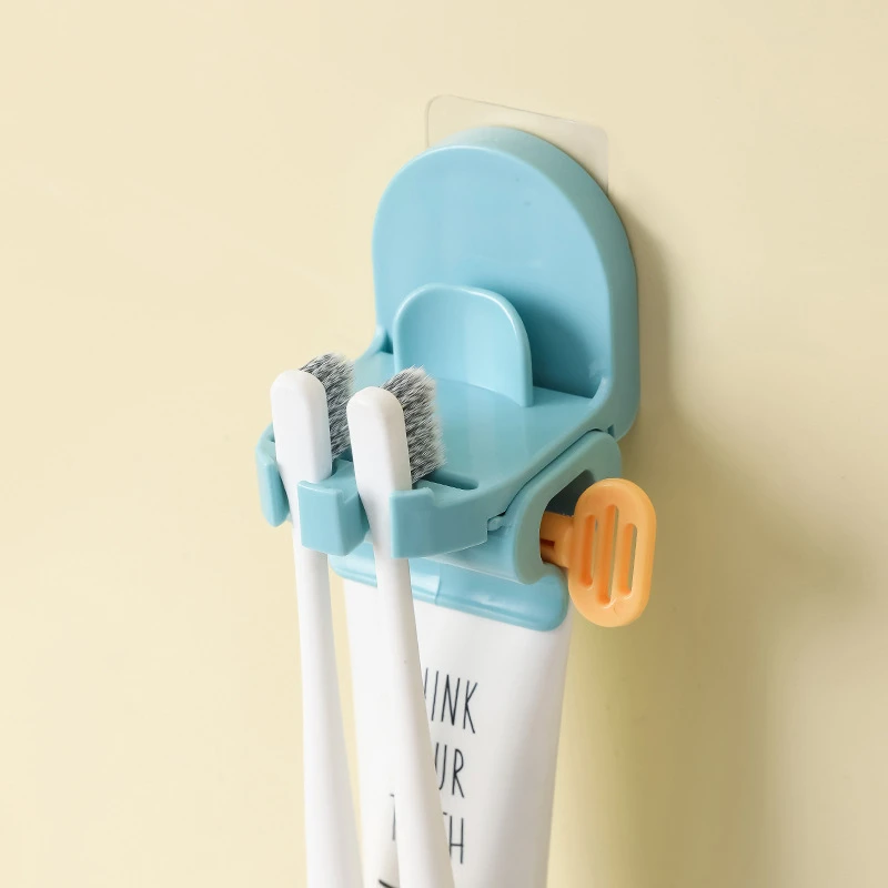 Hanging Gargle Bathroom Storage Rack Simple Free Punch Wall Hanging Double Card Toothbrush Holder With Toothpaste