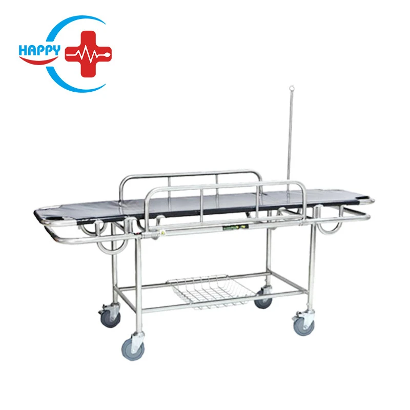 HC-M019 low price Stainless steel Stretcher with Four Castors for hospital medical ambulance emergency