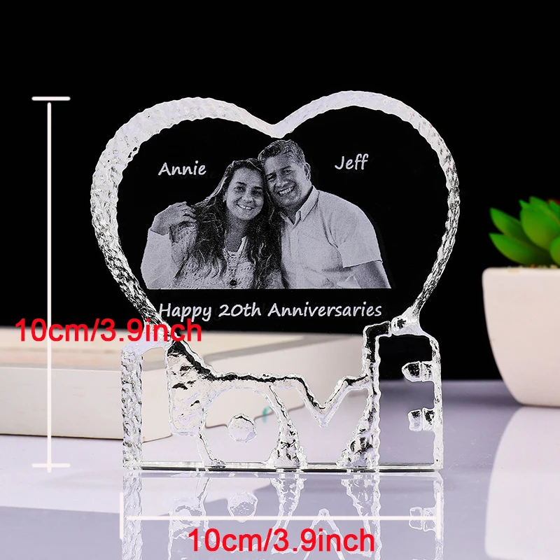 Heart Shaped 3D Laser Photo  LOVE  Wedding Anniversary Souvenir Crystal Wedding Favors