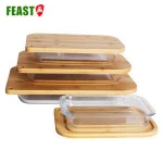 High borosilicate glass baking dish bakeware with bamboo lid