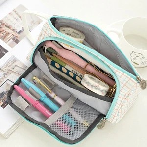 High capacity Canvas delivery pencil bags multiple pockets pencil case functional Office Stationery Organizer bag