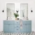 Import High gloss lacquer vanity marble top with double integrated basin hot sales bathroom vanity from China