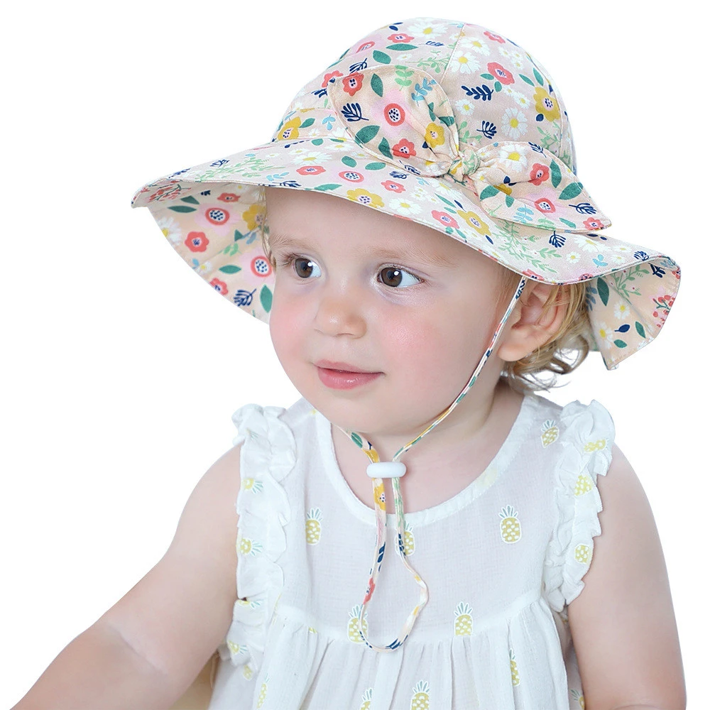 High quality 3-24 months infant summer sun  hat baby cotton bucket hat