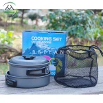 High quality aluminum camping hiking picnic cookware outdoor cooking set for sale