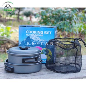 High quality aluminum camping hiking picnic cookware outdoor cooking set for sale