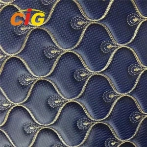 High Quality Car Print Artificial PVC PU Diamond Cuts Stitching Leather Fabric
