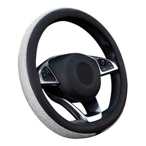 High Quality Factory Supply Non-slip Diamond Styles leather Car Steering Wheel Cover for Ladies Model