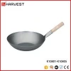 High quality flat bottom iron wok with wooden handle