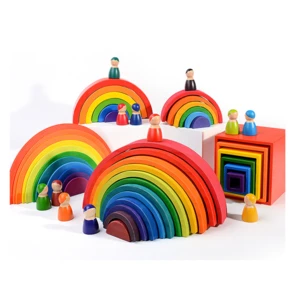 High quality kids montessori rainbow wooden baby puzzle toys educational for children