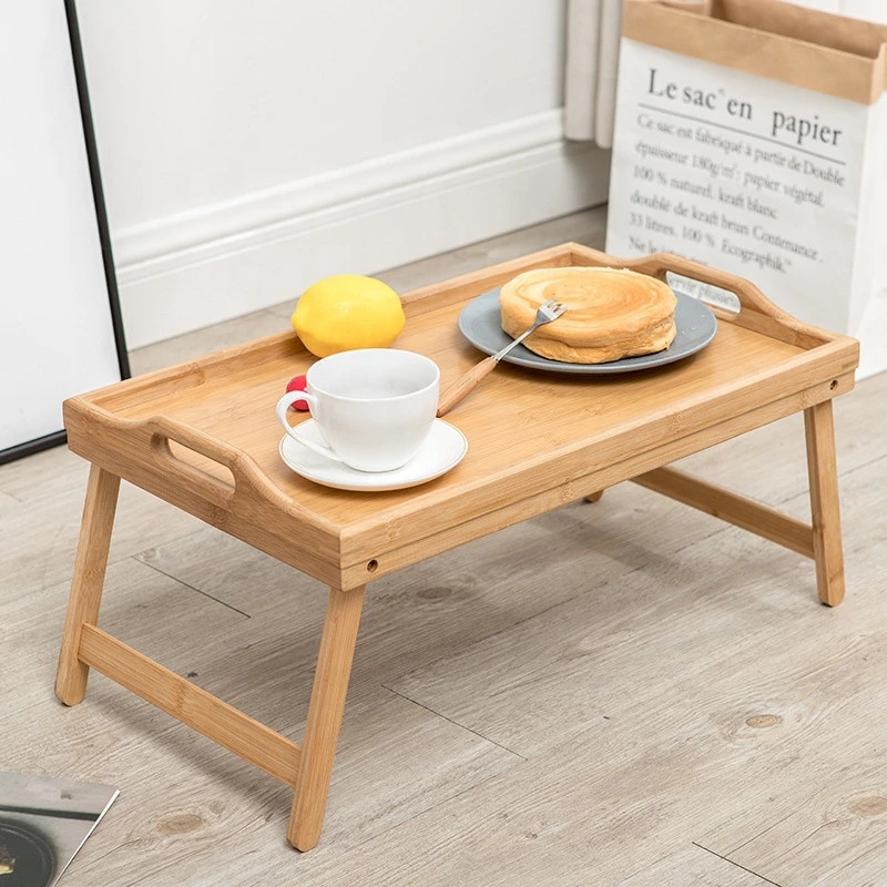 High Quality Natural Bamboo Foldable Away Lap Tray Breakfast Table Laptop Desk