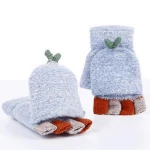 High Quality Thick Male Fingerless Gloves Women Wool Winter Warm Exposed Finger Mittens Knitted Warm Flip Half Finger Gloves