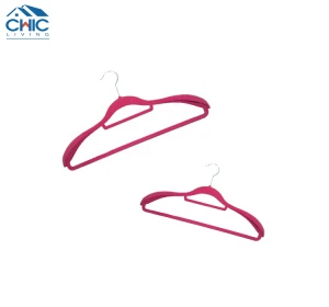 High quality velvet non-slip suits hangers with shoulder pads &amp; accessary bar for clothes/suits
