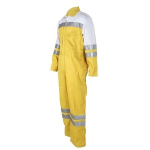 high visibility yellow reflector oil and gas fire protective work coverall construction workwear industrial coverall uniform