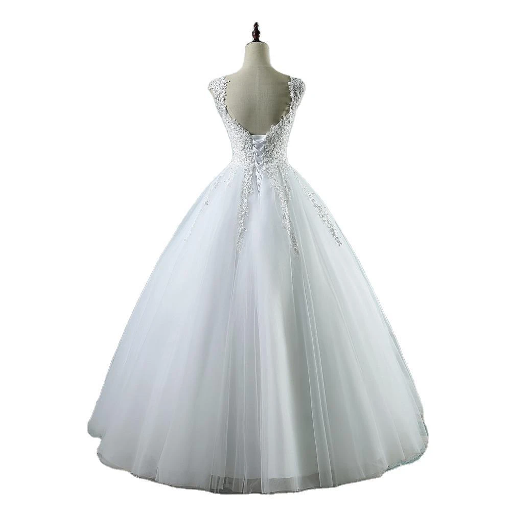 High waist v-neck women wedding dress bridal gown