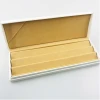 hinged hard wrapped with embossing paper plastic packaging box with ladder type inlay