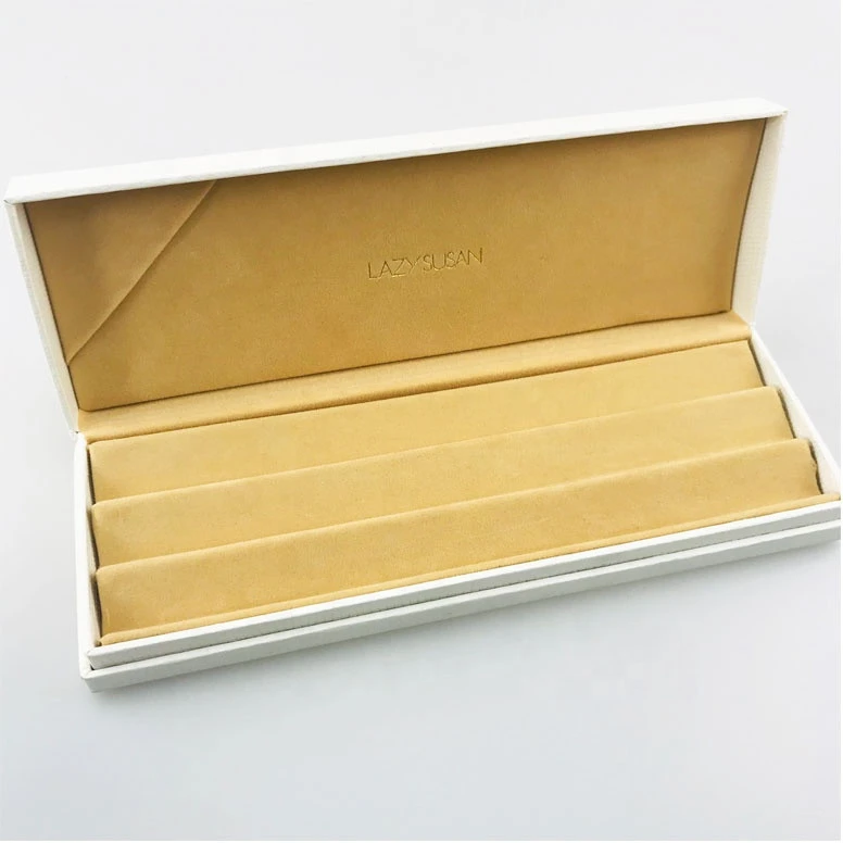 hinged hard wrapped with embossing paper plastic packaging box with ladder type inlay