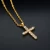 Import Hiphop stainless steel gold plated zircon cross pendant cuban link chain necklace jewelry from China