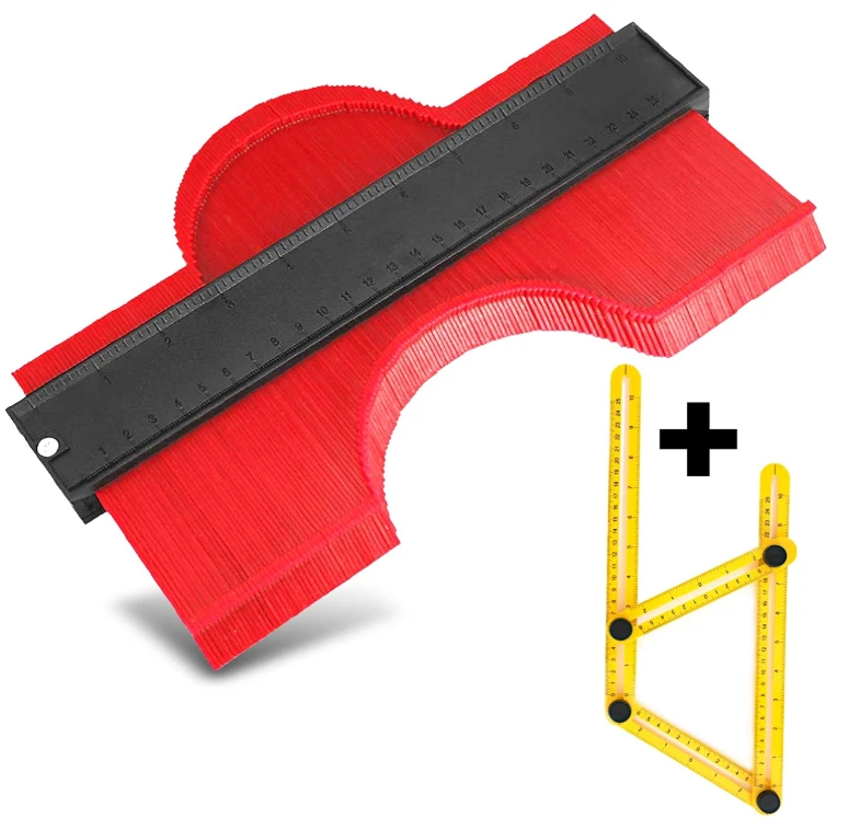 Hot sale 2pcs 10inch Shape Contour Gauge Tool Plastic Multi-Angle Ruler Duplicator Template Measuring Gauging Tools