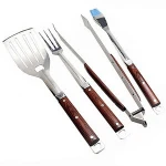 Hot sale 4pcs wooden handle BBQ tools Barbecue Grilling set  BBQ set