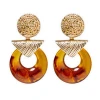 Hot sale free sample fashion wholesale  hoop acrylic trendy drop earring custom geometric glitter resin earrings for women