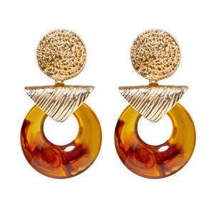 Hot sale free sample fashion wholesale  hoop acrylic trendy drop earring custom geometric glitter resin earrings for women