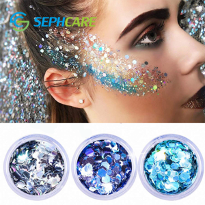 Hot Sale Holographic Mix Polyester Cosmetic Chunky Face Glitter for Nail body&amp;DIY Crafts