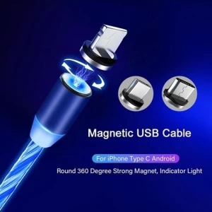 Hot Sale Magnetic Fast Charging USB Cable Flowing Light Phone Accessories Cable USB Led Luminous Micro Lighting Data Cable