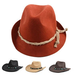 Hot sale new fashion high quality products eco friendly handmade durable felted wool hat pattern orange wool felt cowboy hat