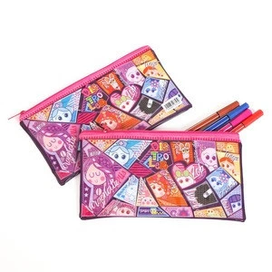 Hot Sale Personalized Students PVC Pencil Pen Pouch Zipper Stationery Plastic Case Bag Free Design