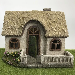 Hot Sale resin thatch roof cottage +$1 for solar LED