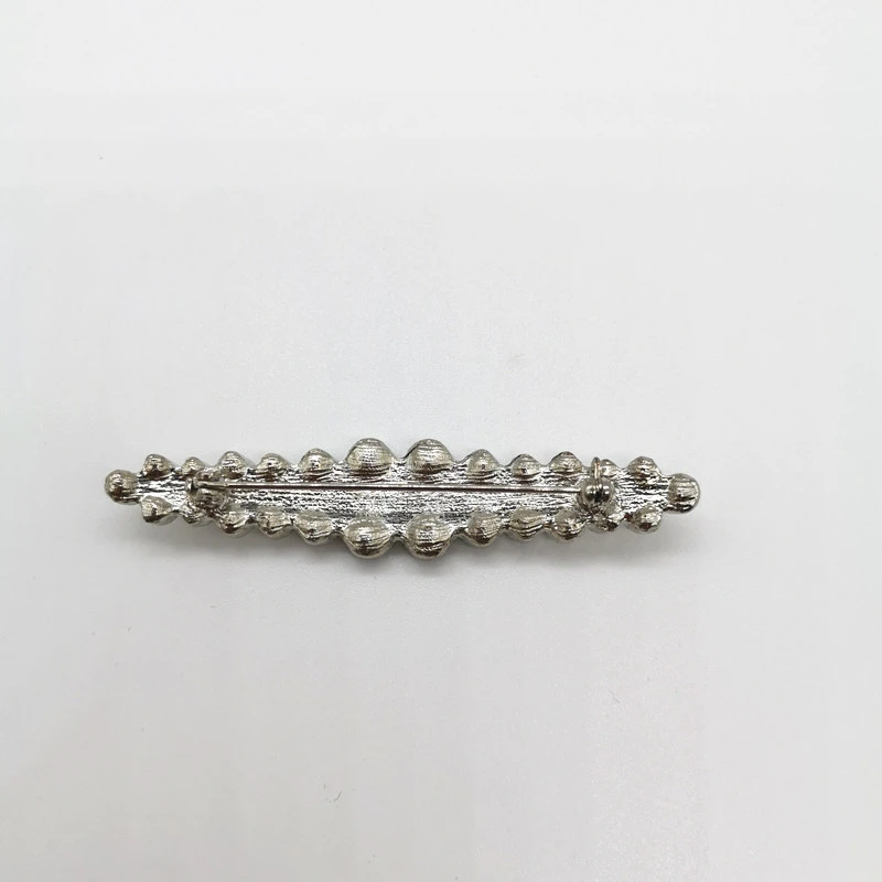 Hot sale Silver Double Line Rhinestone Brooch Arched Shape Crystal Safety Pin