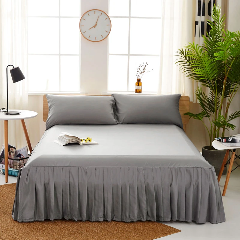 Hot Sale Soft Microfiber modern bedspread can match a 3pcs suit bed skirt pleated queen bed skirt