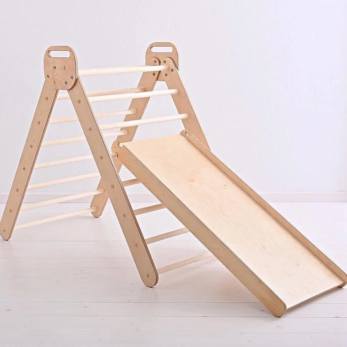 Hot sales pickler triangle wooden gym triangle wooden climbing rope ladder