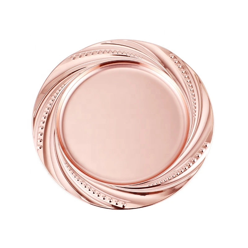 Hot sell rose gold silver wedding party round stainless steel charger plate