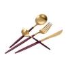 Hot selling Custom stainless steel cutlery purple gold flatware , purple gold knife and fork