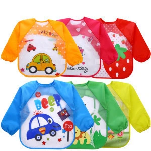 Hot Selling Cute Comfortable Waterproof Overclothes Pinafore For Baby Self Feeding Baby Bib