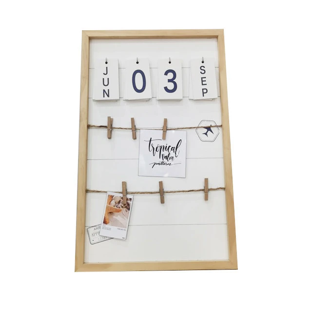 Hot selling hanging beauty white MDF wall printing advent calendar for home with clips