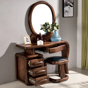 Hot selling high-grade antique log ribbon mirror dresser in the bedroom