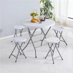 Hot Selling High Quality Outdoor Furniture PP Plastic Top Round Portable Folding Outdoor Table And Chairs Set