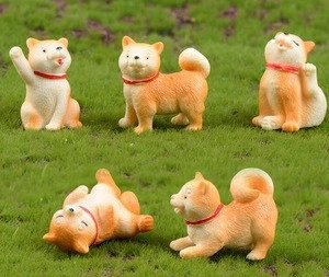hot selling yellow Akita dogs garden animals miniature sculpture resin dog statues