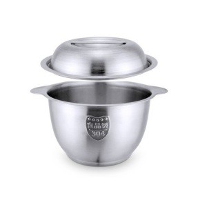 Hotel&amp;restaurant sus304 Stainless Steel serving Soup Salad Rice Bowl Pie plate Korea Noodle bowl with Lid and Two Handle