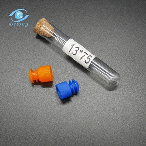 IBELONG hot sale laboratory plastic test tube with cork stopper 13x75