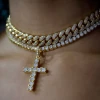 iced out hip hop bling women men bracelet choker necklace 5A cubic zirconia cz 12mm cuban link chain