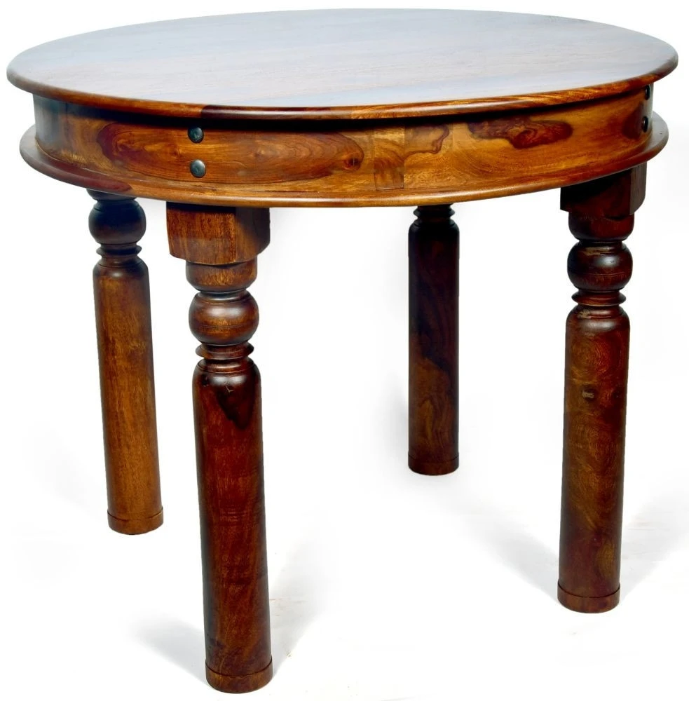 Indian Sheesham Wood 120cm Round Dining Table 2020 Rustic Finish